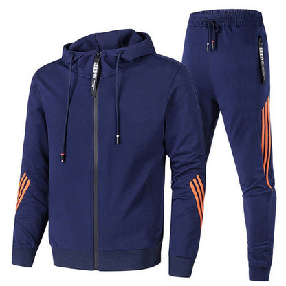 Patispaty  - Fashion Sports Jacket Trousers Tracksuit Navy Hoodie Set