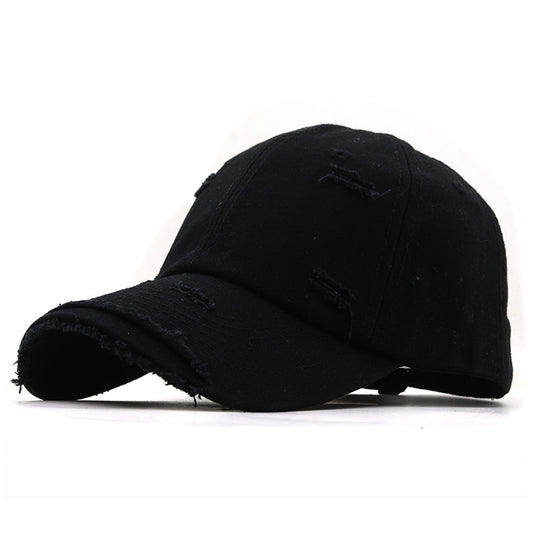 Summer Vintage Snapback Baseball Caps For Men Women Washed Worn Hole Trucker Hat Black